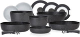Tower Freedom T800201 7 Piece Cookware Set with Ceramic Coating, Stackable Design and Detachable Handle, Graphite, Aluminium, Black