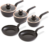 Tower T800232JDE Cavaletto 5 Piece Cookware Pan Set with 16cm, 18cm, 20cm Saucepans and 24cm, 28cm Non-Stick Frying Pans, Jade Green & Champagne Gold