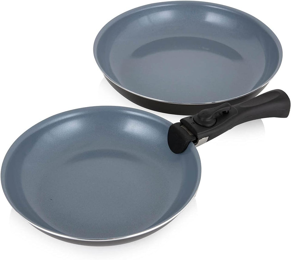 Tower Freedom T800201 7 Piece Cookware Set with Ceramic Coating, Stackable Design and Detachable Handle, Graphite, Aluminium, Black