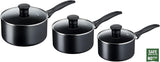 Tefal Induction Non‑Stick Coating 5‑Piece Cookware Set, 16/18/20 cm Saucepans + 22/26 cm Frying Pans, Thermo‑Signal, Glass Lids, All Hobs Including Induction, Black - G155S54