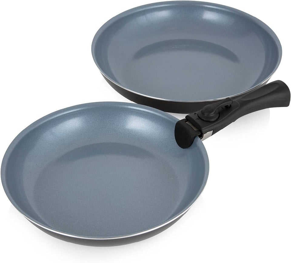 Tower Freedom T800201 7 Piece Cookware Set with Ceramic Coating, Stackable Design and Detachable Handle, Graphite, Aluminium, Black