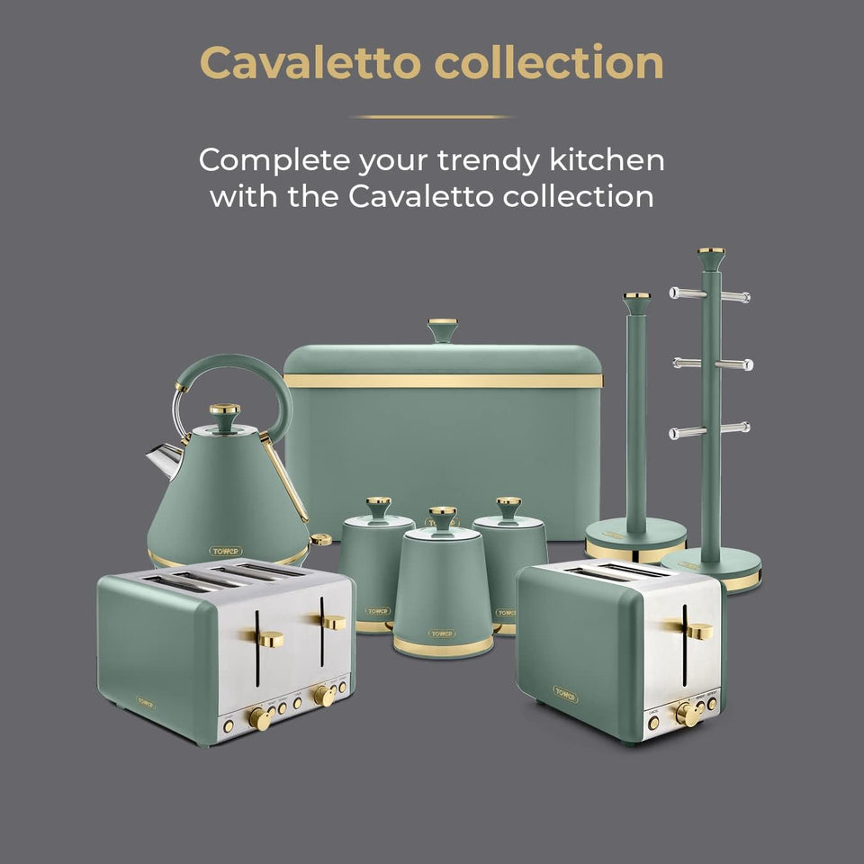 Tower T800232JDE Cavaletto 5 Piece Cookware Pan Set with 16cm, 18cm, 20cm Saucepans and 24cm, 28cm Non-Stick Frying Pans, Jade Green & Champagne Gold