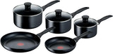 Tefal Induction Non‑Stick Coating 5‑Piece Cookware Set, 16/18/20 cm Saucepans + 22/26 cm Frying Pans, Thermo‑Signal, Glass Lids, All Hobs Including Induction, Black - G155S54