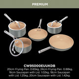 Ninja Extended Life 5-Piece Ceramic Cookware Set (20 & 24cm Frying Pans + 16, 18 & 20cm Saucepans & Lids), Non-Stick (No PFAs, PFOAs, Lead or Cadmium), Oven Safe 285°C, Terracotta/Grey, CW95000EUUKDB