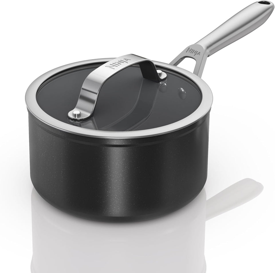 Ninja Extended Life 5-Piece Ceramic Cookware Set (20 & 24cm Frying Pans + 16, 18 & 20cm Saucepans & Lids), Non-Stick (No PFAs, PFOAs, Lead or Cadmium), Oven Safe 285°C, Terracotta/Grey, CW95000EUUKDB