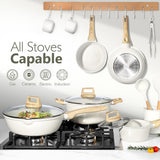 GiPP Pots and Pans Set Non Stick - 14 Piece White Ceramic Kitchen Cookware Sets Nonstick Induction Cookware Non-Toxic Cooking Pan Set with Silicone Spatula&Spoon, PFOS and PFOA Free (White, 14PCS)