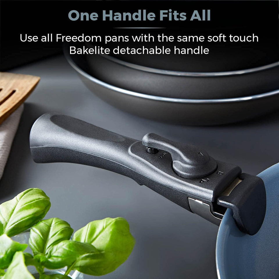 Tower Freedom T800201 7 Piece Cookware Set with Ceramic Coating, Stackable Design and Detachable Handle, Graphite, Aluminium, Black