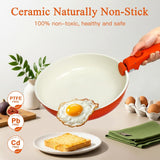 GiPP 11Pcs Pots and Pans Set with Detachable Handle, Pans Set with Ceramic Non-Stick Coating, Induction Stackable Cooking Pots Set, Mobile Cookware Set Ovenproof Safe, Orange Gradient