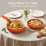 GiPP 11Pcs Pots and Pans Set with Detachable Handle, Pans Set with Ceramic Non-Stick Coating, Induction Stackable Cooking Pots Set, Mobile Cookware Set Ovenproof Safe, Orange Gradient