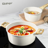 GiPP Pots and Pans Set Non Stick - 14 Piece White Ceramic Kitchen Cookware Sets Nonstick Induction Cookware Non-Toxic Cooking Pan Set with Silicone Spatula&Spoon, PFOS and PFOA Free (White, 14PCS)