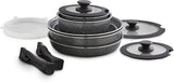 Tower Freedom T800201 7 Piece Cookware Set with Ceramic Coating, Stackable Design and Detachable Handle, Graphite, Aluminium, Black
