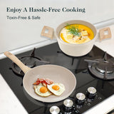 M MELENTA Pots and Pans Set Non Stick, 11 Piece Die-Cast Induction Hob Pan Set, Ceramic Cookware Set Nonstick Cooking Sets with Frying Pans, Saucepan Set, 100% PFOA Free, Cream