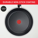 Tefal Induction Non‑Stick Coating 5‑Piece Cookware Set, 16/18/20 cm Saucepans + 22/26 cm Frying Pans, Thermo‑Signal, Glass Lids, All Hobs Including Induction, Black - G155S54