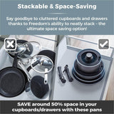 Tower Freedom T800201 7 Piece Cookware Set with Ceramic Coating, Stackable Design and Detachable Handle, Graphite, Aluminium, Black