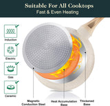 M MELENTA Pots and Pans Set Non Stick, 11 Piece Die-Cast Induction Hob Pan Set, Ceramic Cookware Set Nonstick Cooking Sets with Frying Pans, Saucepan Set, 100% PFOA Free, Cream