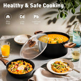 DishDelight Induction Hob Pan Set Pots and Pans Sets Non Stick 15pcs Saucepan Set with Lids Granite Cookware Nonstick Cooking Pot Frying Pan