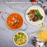 M MELENTA Pots and Pans Set Non Stick, 7 Piece Induction Hob Pan Set, Kitchen Ceramic Cookware Set, Nonstick Cooking Sets with Frying Pan, Saucepan Set, PFOA Free, Blue