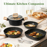 GMISUN Pots and Pans Sets Non Stick, 13pcs Saucepans and Flying Pans Set with Steak Pan & Lids, Induction Cookware Sets, Kitchen Nonstick Pan and Milk Pot Set, Stockpots with Lids