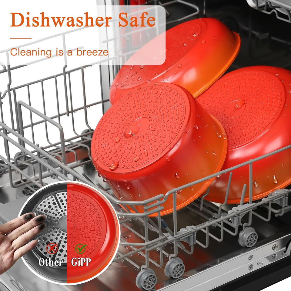 GiPP 11Pcs Pots and Pans Set with Detachable Handle, Pans Set with Ceramic Non-Stick Coating, Induction Stackable Cooking Pots Set, Mobile Cookware Set Ovenproof Safe, Orange Gradient