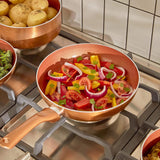 VonShef Pots and Pans Set, 5 Piece Induction Safe, Non-Stick Saucepan and Frying Pan Set, Easy Clean Copper Pots and Pans Set with Glass Lids, PFAS, PTFE, PFOA, Lead & Cadmium Free