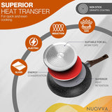 Non Stick Pots and Pans Set – Induction Hob Pot Set – 8pcs Kitchen Cookware with Lids – Cooking Marble Saucepan Pots and Frying Pans – by Nuovva