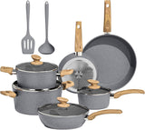 Kitchen Academy 12 Pieces Nonstick Pots and Pans Set, Induction Cooking Pan Set, Non Stick Saucepan Set, Frying Pan Set (Green)