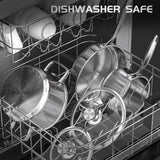 16-Piece Stainless Steel Saucepan Set, Induction Pots and Pans Set with Steamer & Glass Lids, Kitchen Cookware Set with Utensil Set Pot Protectors and Apron, Compatible with All Stoves