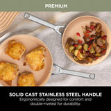 Ninja Extended Life 5-Piece Ceramic Cookware Set (20 & 24cm Frying Pans + 16, 18 & 20cm Saucepans & Lids), Non-Stick (No PFAs, PFOAs, Lead or Cadmium), Oven Safe 285°C, Terracotta/Grey, CW95000EUUKDB