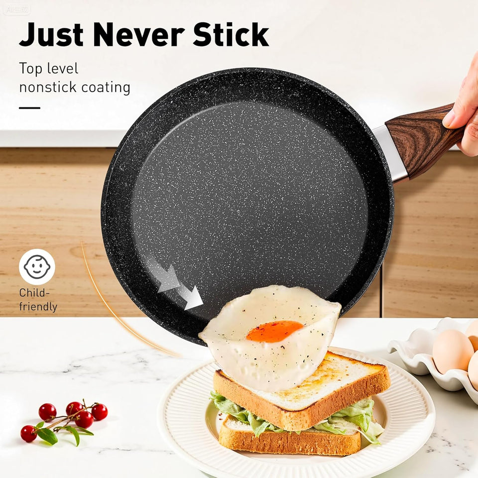 DishDelight Induction Hob Pan Set Pots and Pans Sets Non Stick 15pcs Saucepan Set with Lids Granite Cookware Nonstick Cooking Pot Frying Pan