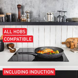 Tefal Titanium Stone Induction Non-Stick 5pc Set: Saucepan 16/18/20 + lids, Frying pan 24/28cm, High-Performance Non-Stick Coating, Metal Safe, All Hobs Including Induction, Thermo-Signal, E105S545
